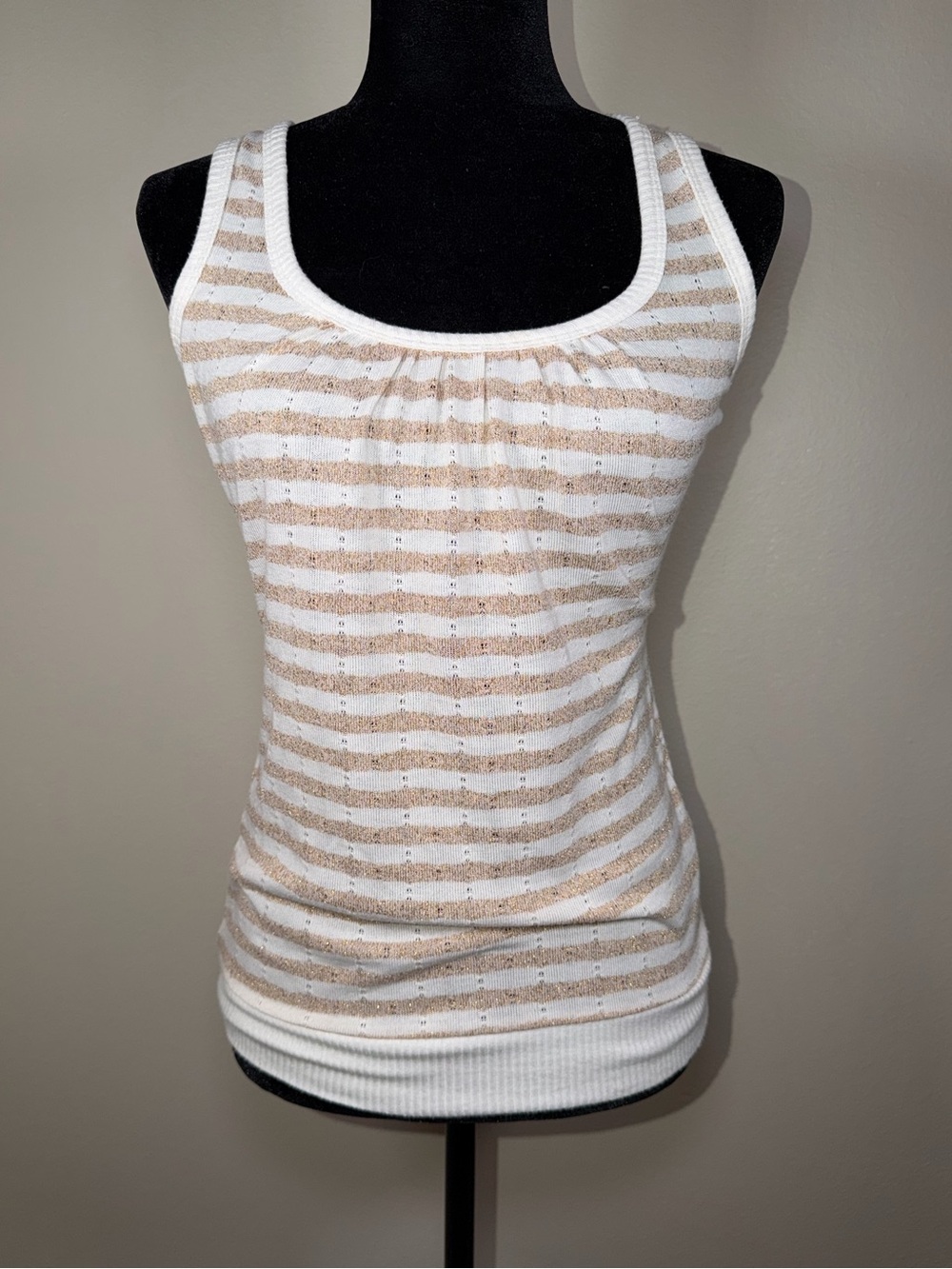 Y2K Wet Seal Vintage Metallic Striped Knit Tank Top Boho Chic Fairycore Sparkly